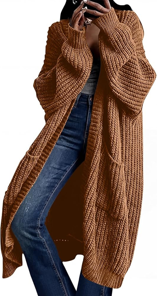 Women's Oversized Cardigans Sweater Long Coat Knit Fall Winter Cozy Outfits with Pockets | Amazon (US)