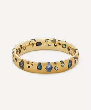 18ct Gold Blue and Green Sapphire Confetti Ring | Liberty London (UK)