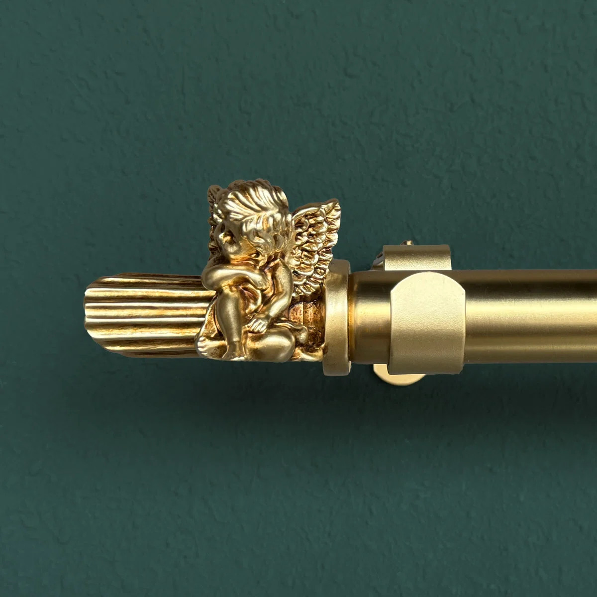 Vintage Cherub Single Curtain Rod With Decorative Angel Finial, Adjustable Length (Available In G... | Wayfair North America
