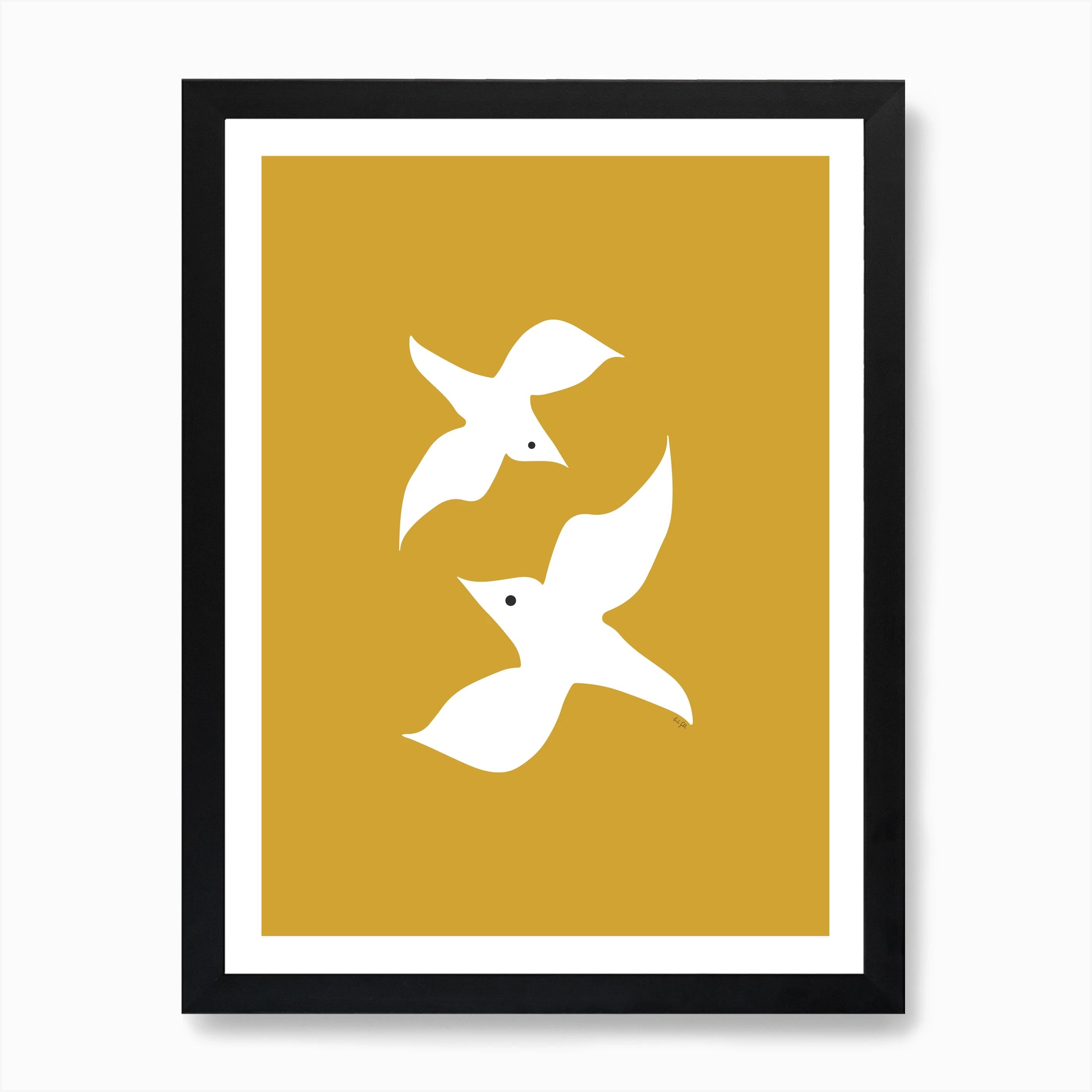 Love Birds in Mustard Art Print | Fy! (UK)