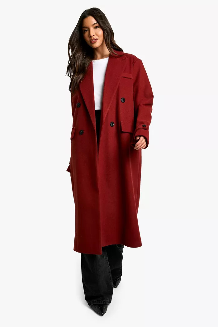 Oversized Cuff Detail Wool Look Coat | boohoo (US & Canada)