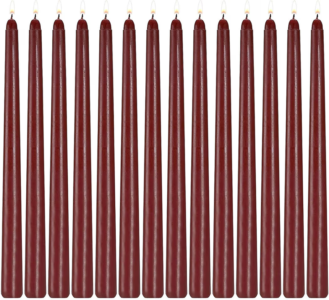 14 Pack Dark Red Taper Candles 12 Inch Tall 3/4 Inch Thick Burn 10 Hours (Burgundy) | Amazon (US)