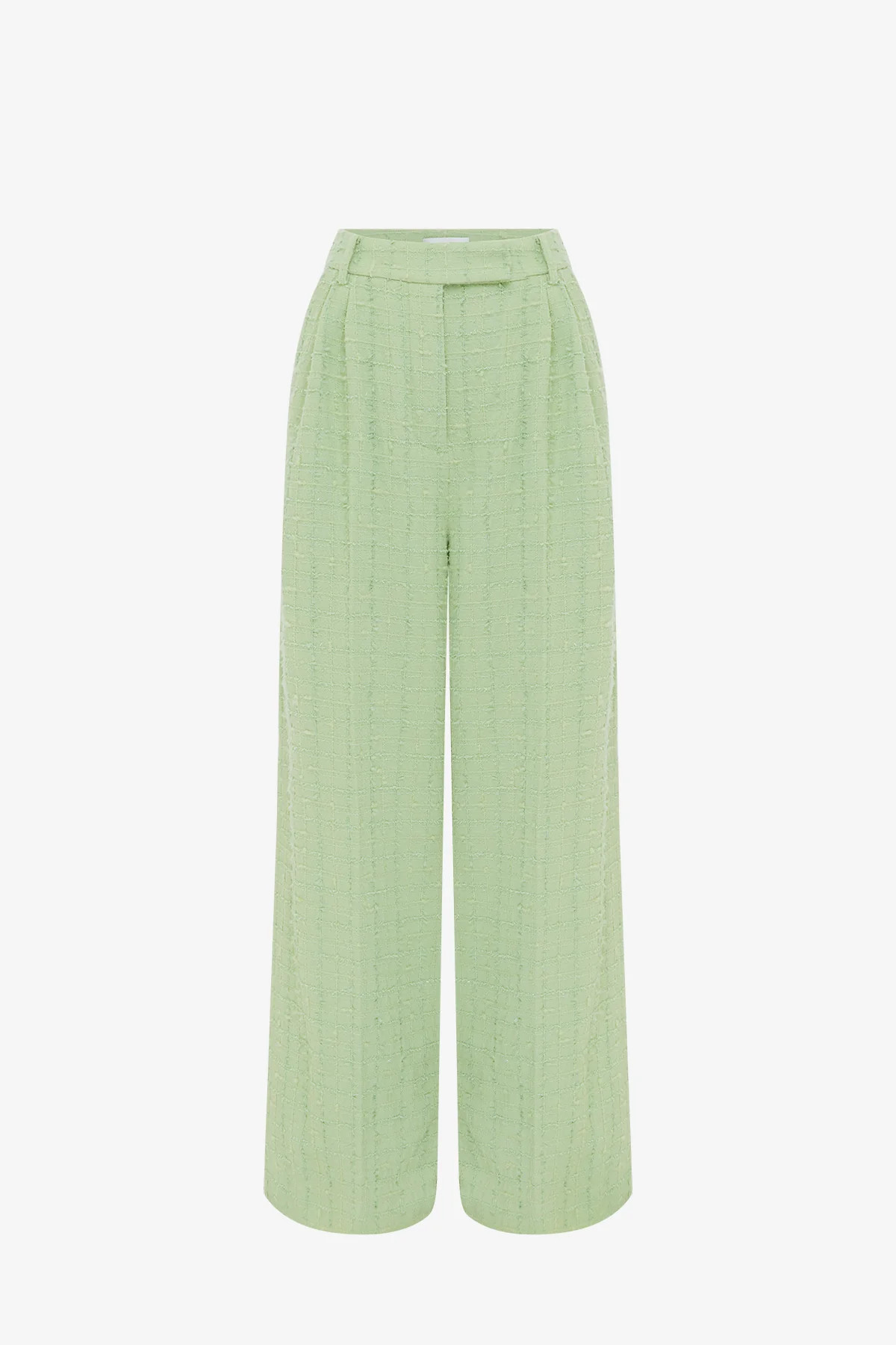Elisha Tweed Wide Leg Pants - Caledon Green | LEO LIN US