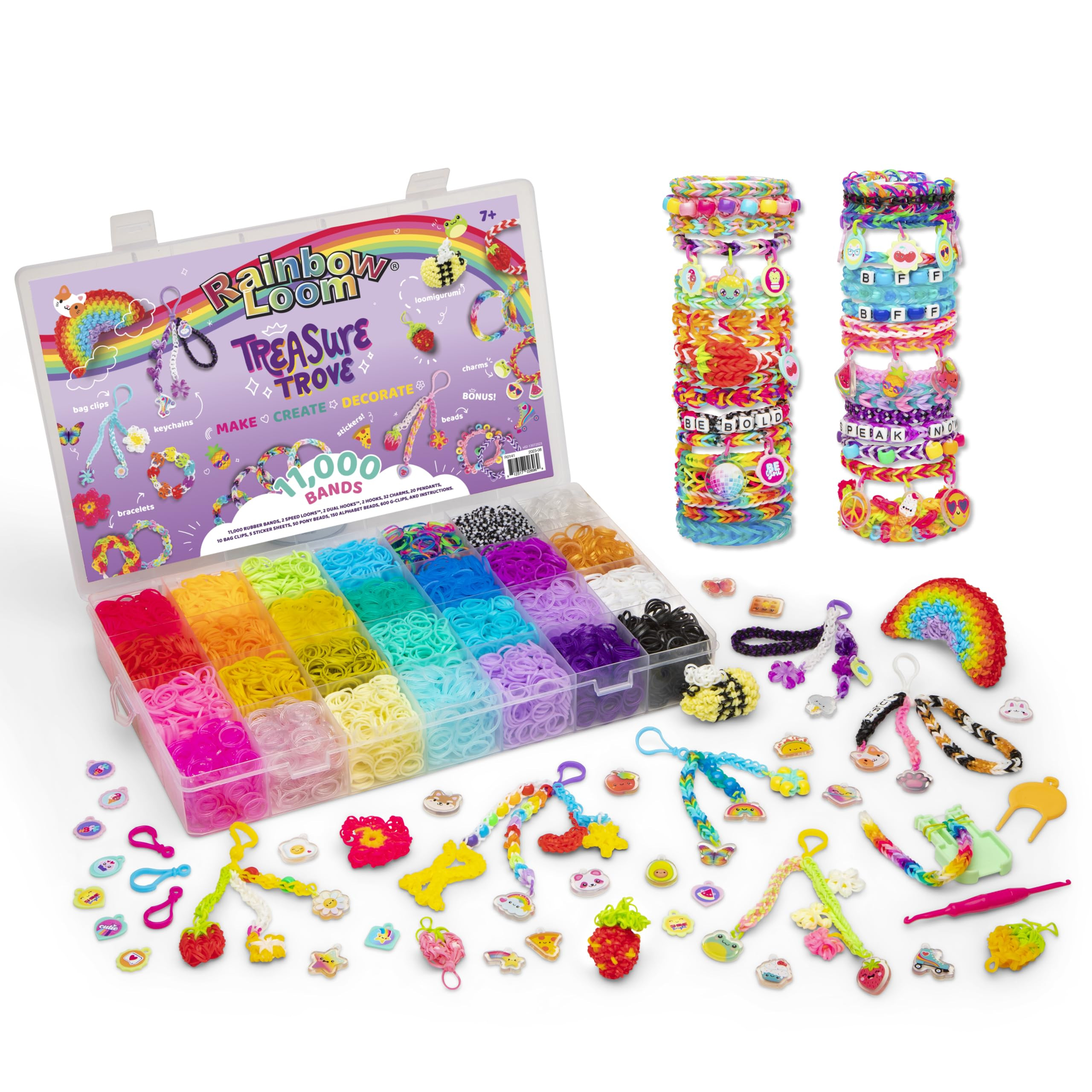 Rainbow Loom: Treasure Trove - DIY Rubber Band Bracelet Craft Kit with Case - 11,000 Loom Bands &... | Amazon (US)