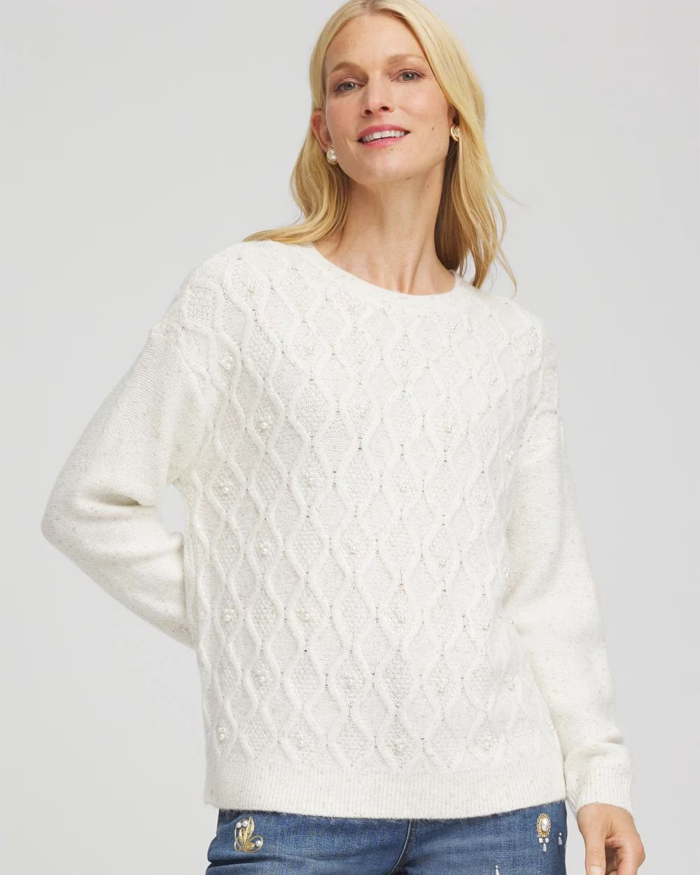 Embellished Cable Knit Sweater | Chico's