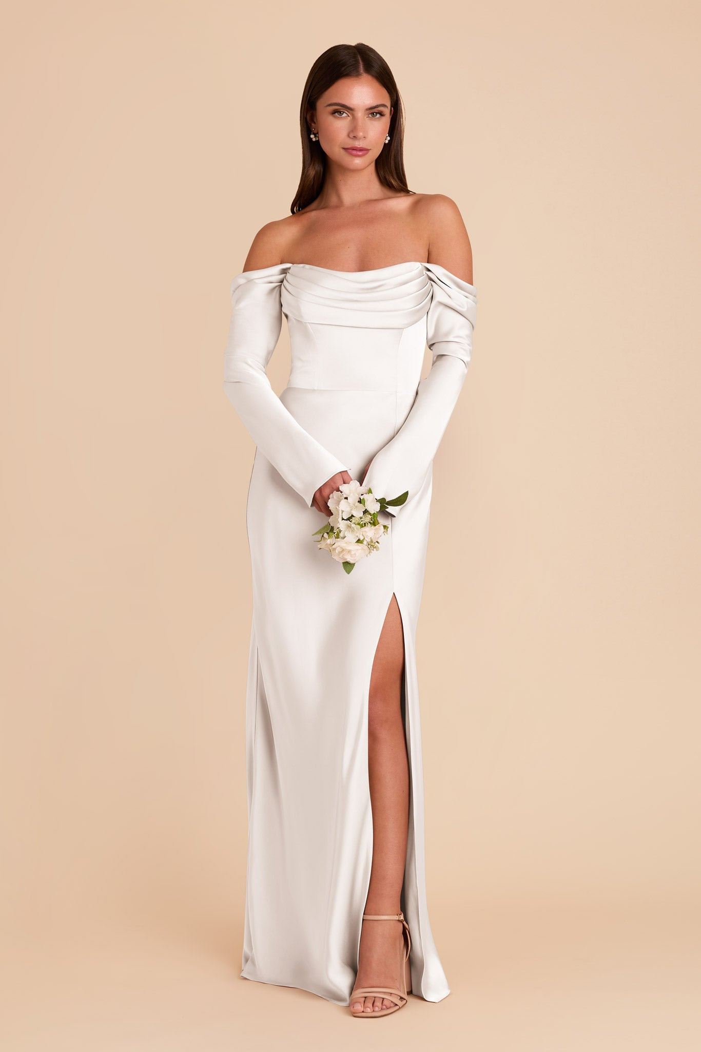 Maya White Matte Satin Bridesmaid Dress | Birdy Grey | Birdy Grey