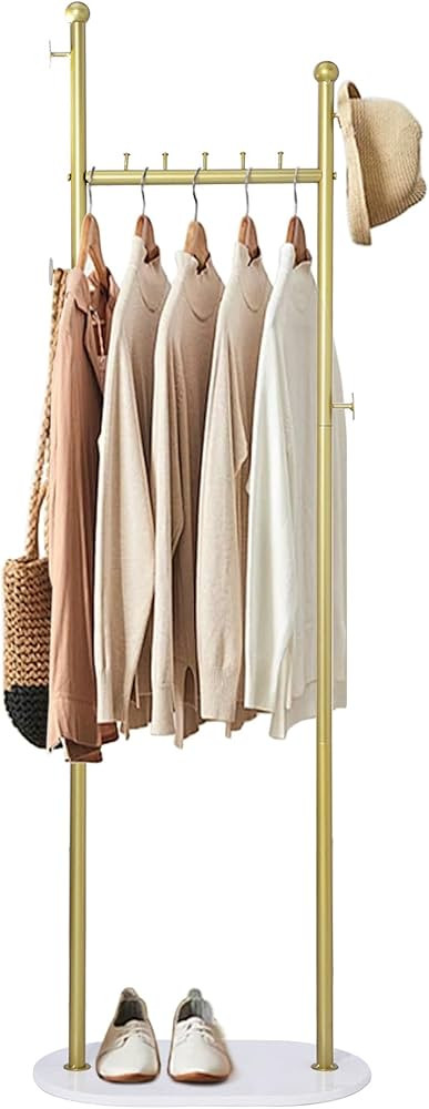 Gold Coat Rack Metal with Natural Marble Base Free Standing Clothes Rack Hotel Hall Tree for Hang... | Amazon (US)