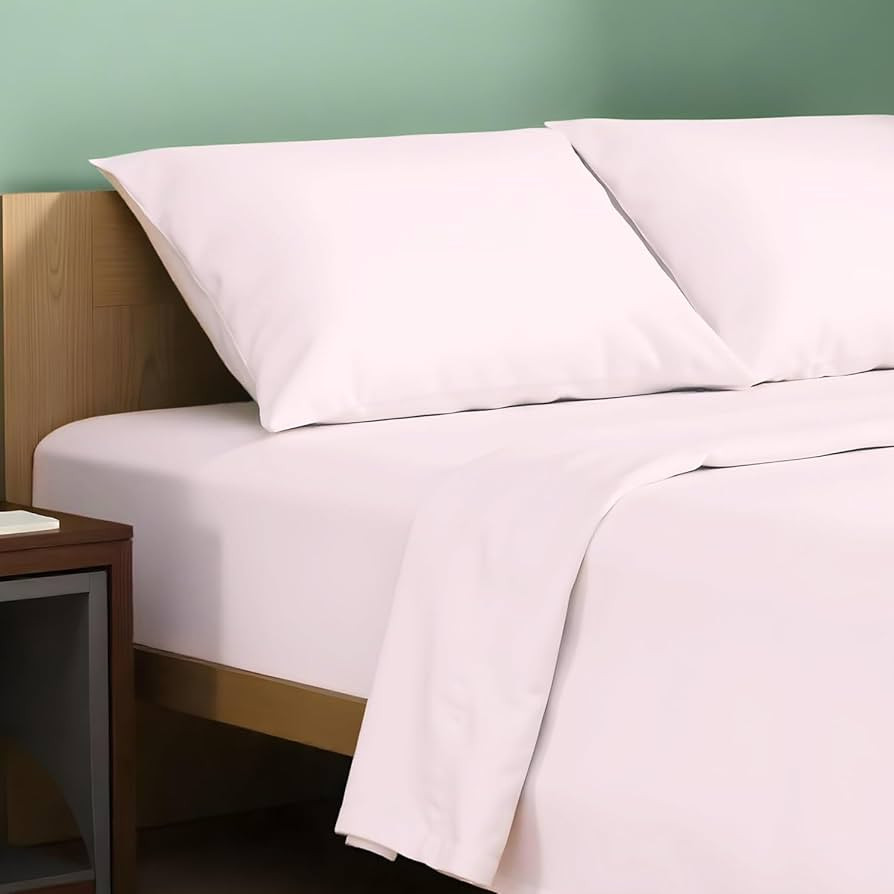 TEXAS LINEN CO. 100% Organic Cotton Queen Percale Sheet Set - Blush Cotton Percale Sheets Queen, ... | Amazon (US)