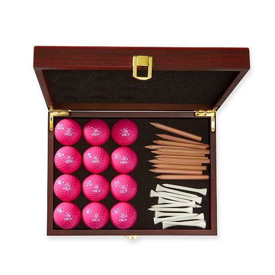 Personalized Golf Ball Gift Set, Pink | Mark and Graham