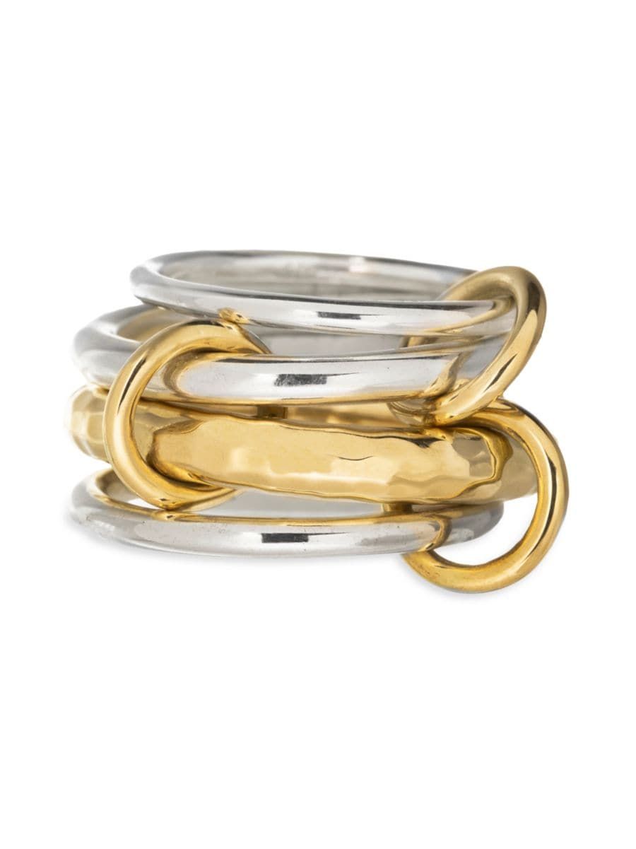 Shop Spinelli Kilcollin Janssen Vulcan 18K Yellow Gold &amp; Sterling Silver Four-Band Ring | Sak... | Saks Fifth Avenue