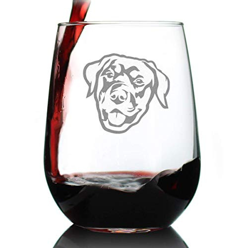 Happy Rottweiler - Stemless Wine Glass - Cute Rottweiler Themed Dog Gifts and Party Decor for Women  | Amazon (US)
