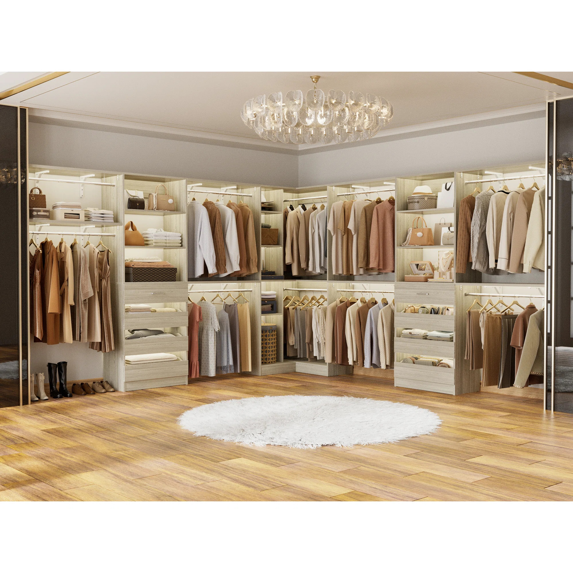 95-132Inches Closet System With Drawers And Corner Closet | Wayfair North America