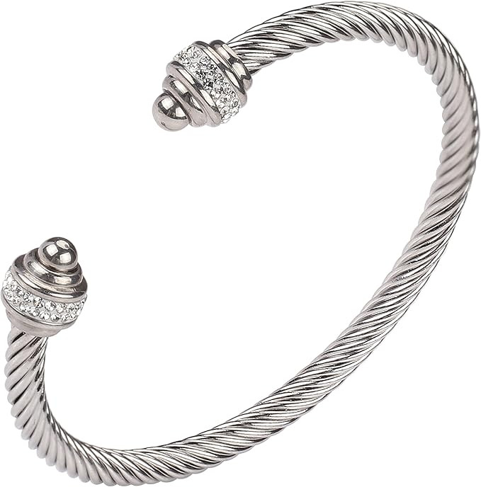 Dorriss Cable Cuff Bangle Bracelets for Women Stainless Steel Wire Twisted Bracelet Adjustable Mo... | Amazon (US)
