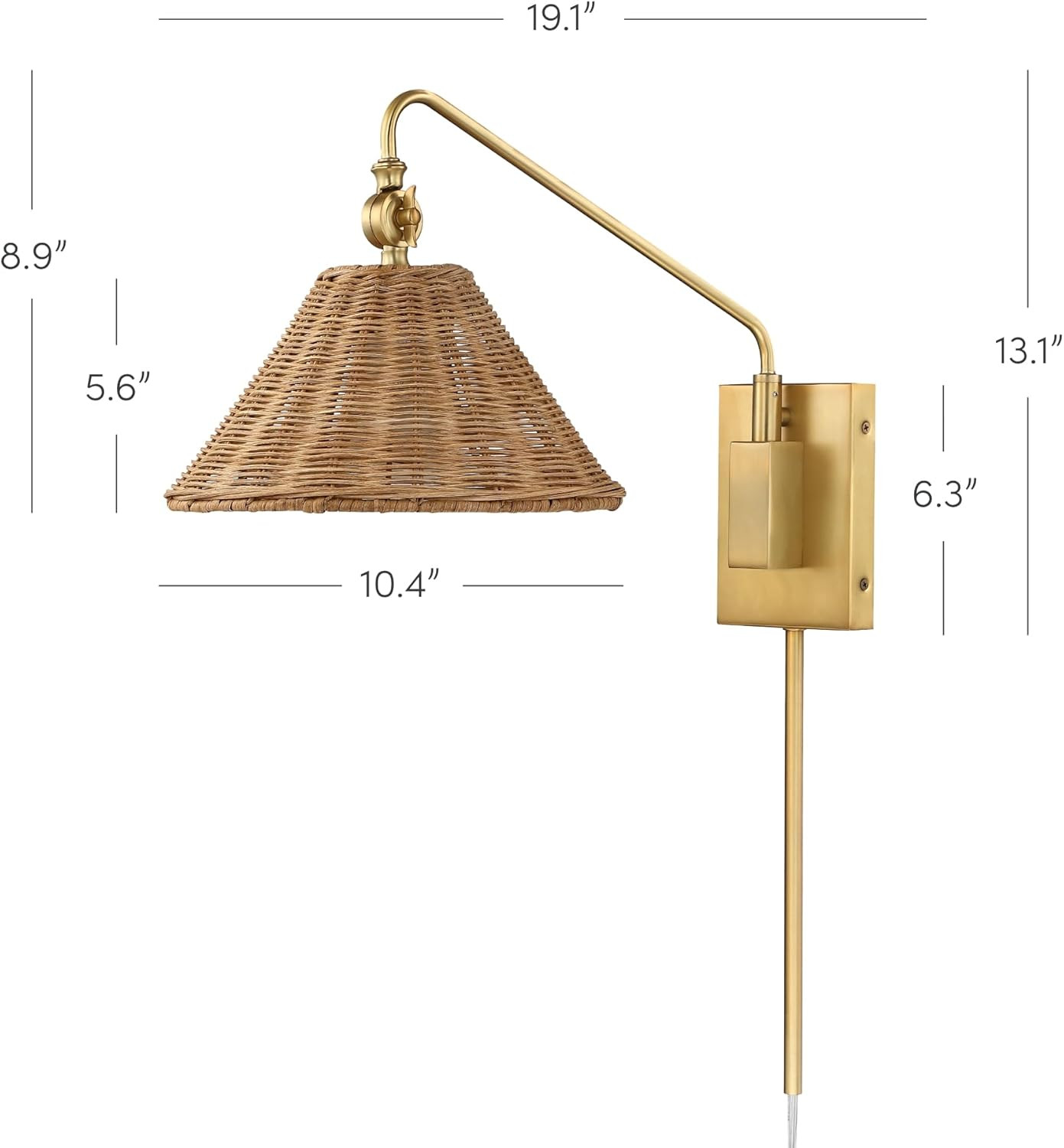 Nathan James Celeste Rattan Wall Light, Modern Farmhouse Wall Mounted Plug in Light, Wall Mount R... | Amazon (US)