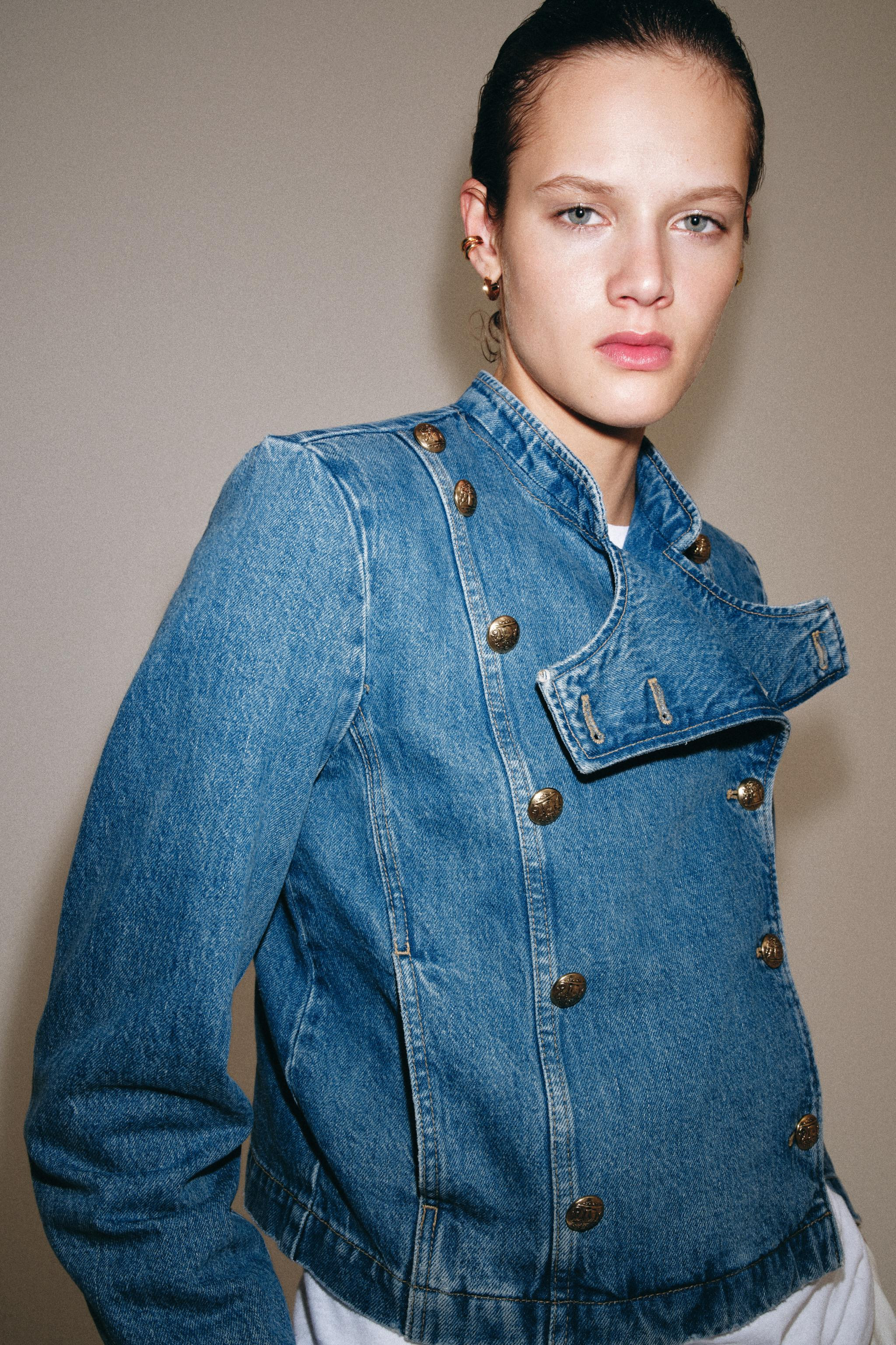 ZW COLLECTION SHOULDER PAD DENIM JACKET | Zara US