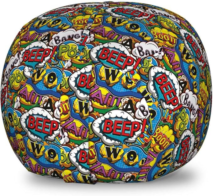Lunarable Superhero Storage Toy Bag Chair, Comics Speech Bubbles Beep Wow Vivid Old Effects Boys ... | Amazon (US)