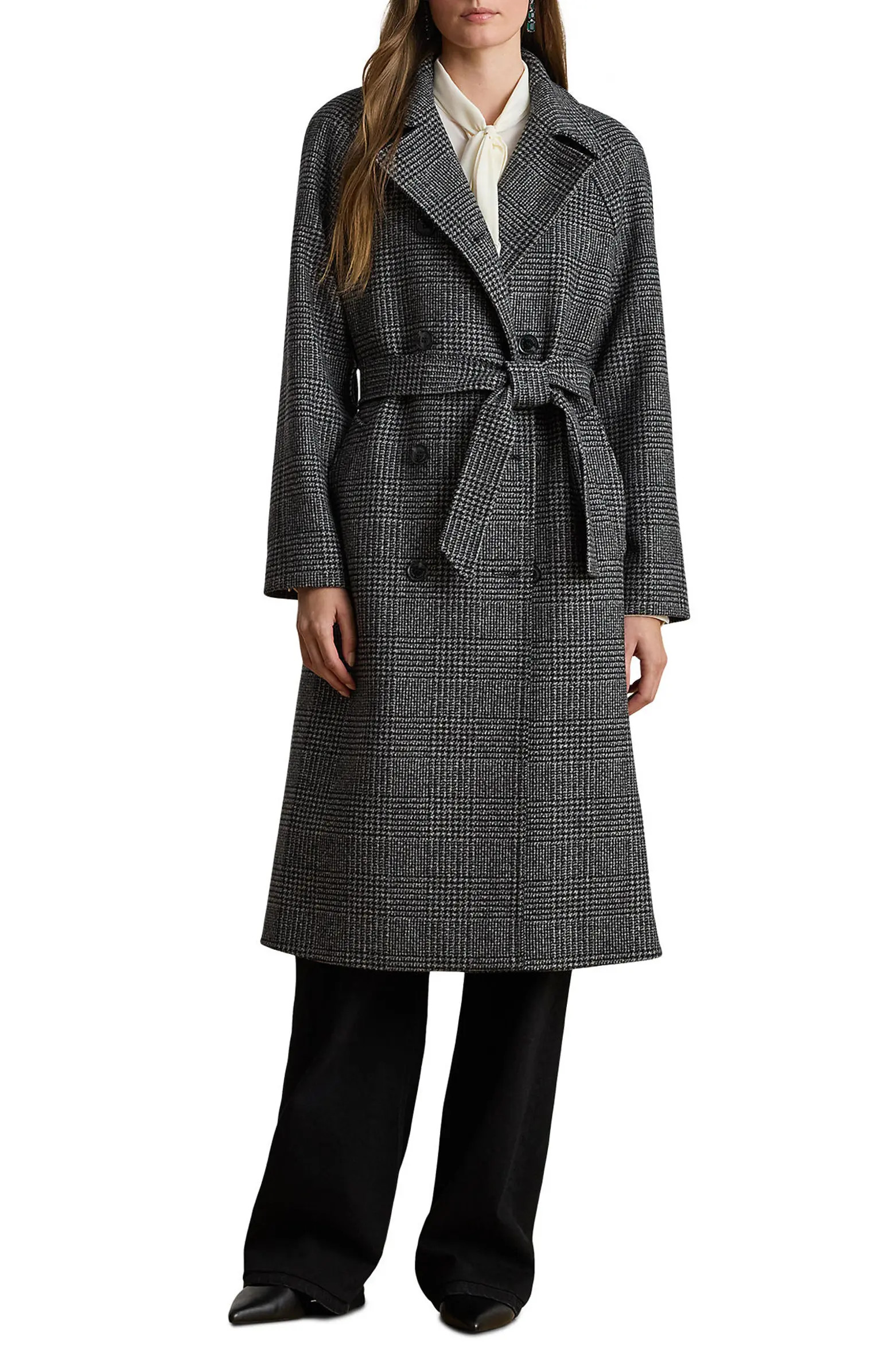 Plaid Belted Double Breasted Coat | Nordstrom