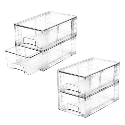 Stackable Storage Drawers,Plastic Organizers Bins, Drawers Storage With Handles And Movable Dividers,(Clear/4 Pack) | Wayfair North America