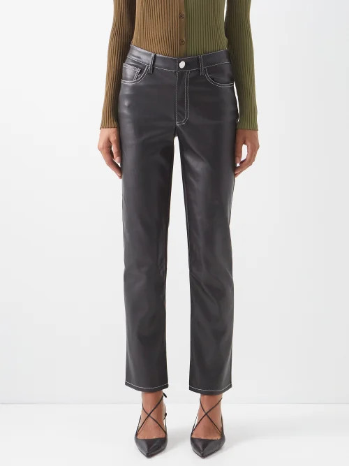 Staud - Elliot Faux-leather Trousers - Womens - Black | Matches (US)