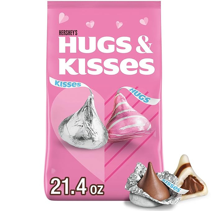 HERSHEY'S HUGS & KISSES Assorted Flavored, Valentine's Candy Bag, 21.4 oz | Amazon (US)