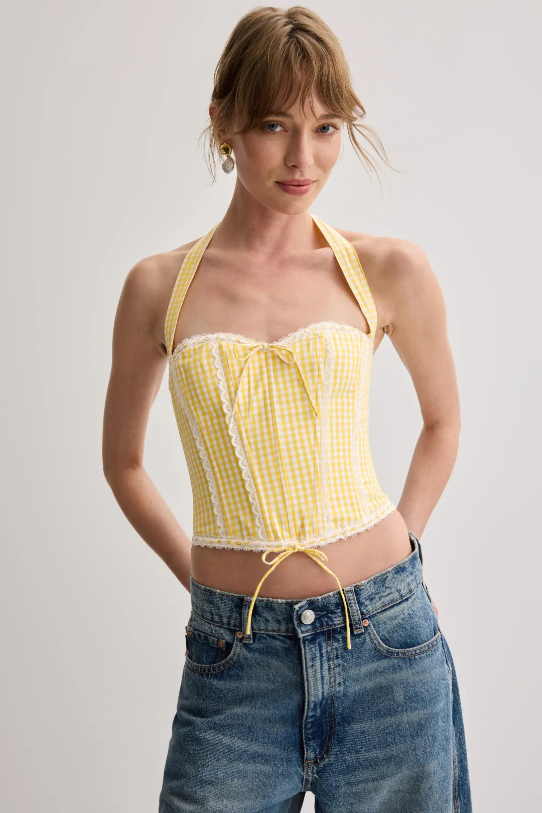 Gingham Lace Corset | Rent the Runway