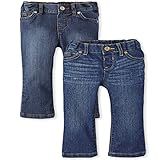 The Children's Place Baby Girls and Toddler Girls Basic Bootcut Jeans, Indigo Stone/Victory Blue Was | Amazon (US)