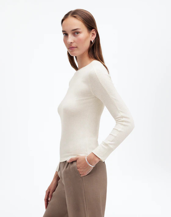 Ribbed Crewneck Long-Sleeve Tee | Madewell