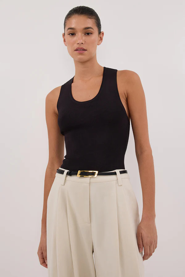 DEVIN WASHED BLACK RACER KNIT TANK | DISSH