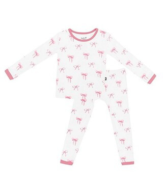 Kyte BABY Little Girls Bamboo Bow Print Long Sleeve Top & Pajama Pants Set | Dillard's | Dillard's