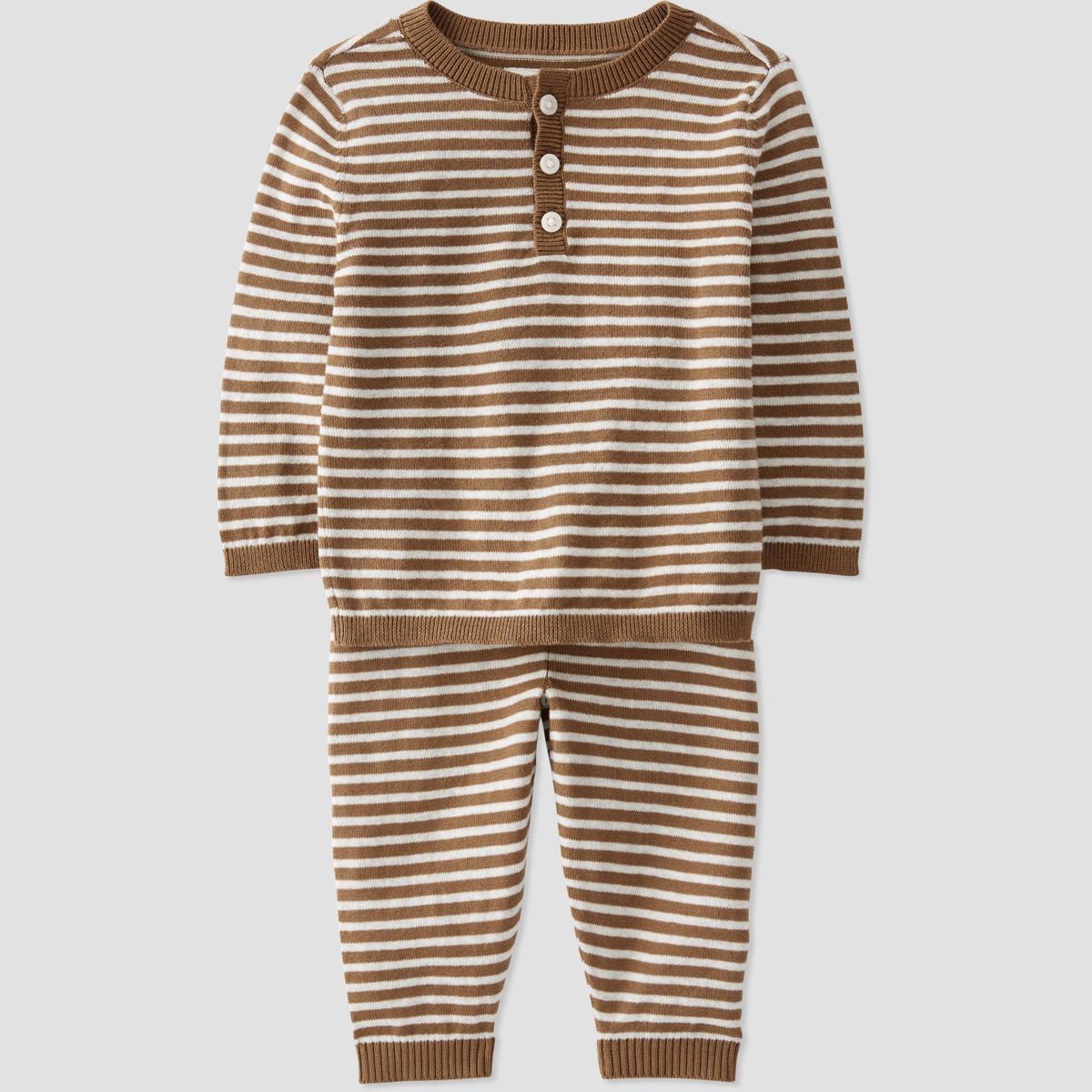 Little Planet by Carter’s Baby 2pc Striped Top and Bottom Set - White/Brown | Target