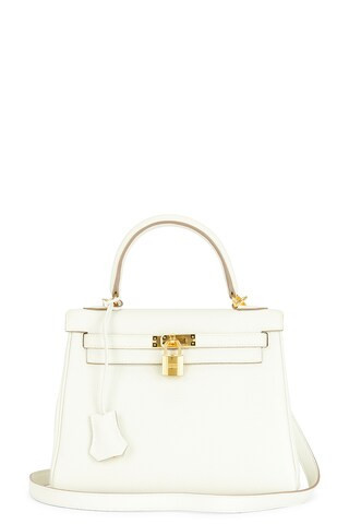Hermes Togo Kelly 25 Handbag in White | FWRD 