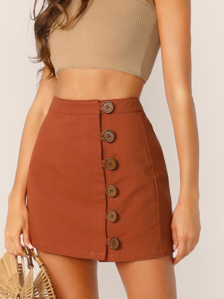 Button Front Skirt | SHEIN