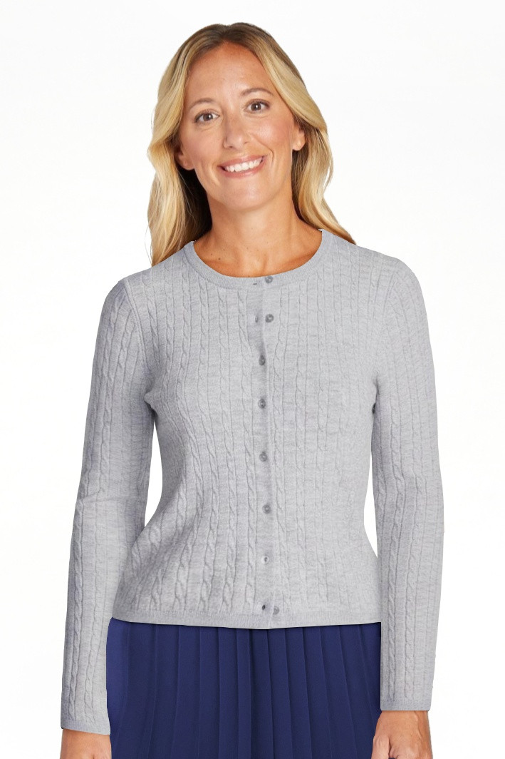 No Boundaries Cable Knit Crewneck Cardigan, Women's XXS-4X | Walmart (US)