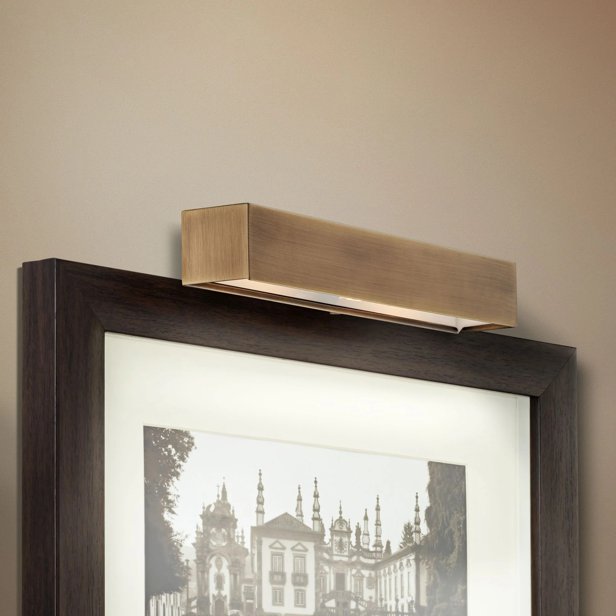 Possini Euro Design Ralston 14" Wide Antique Brass Plug-In Picture Light | Walmart (US)