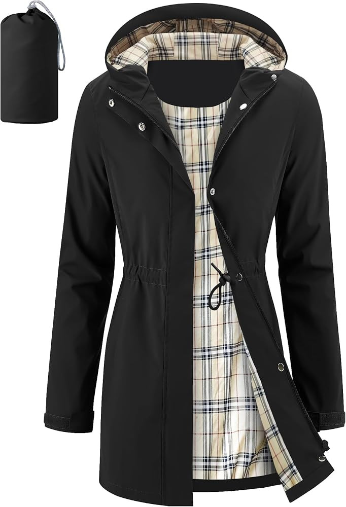 iCreek Women's Long Rain Jacket Waterproof Packable Hooded Windbreaker | Amazon (US)
