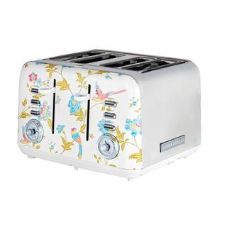 Laura Ashley 1500-Watt 4-Slice Toaster in Elveden White VQSBT583LAW - The Home Depot | The Home Depot