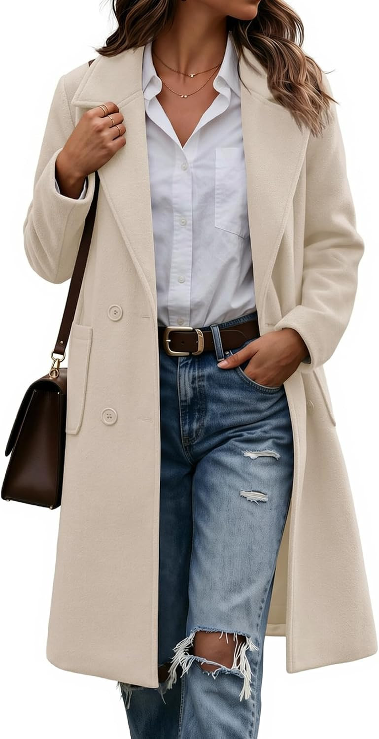 Zeagoo Womens Winter Coats Notch Lapel Double Breasted Mid-Long Peacoat | Amazon (US)