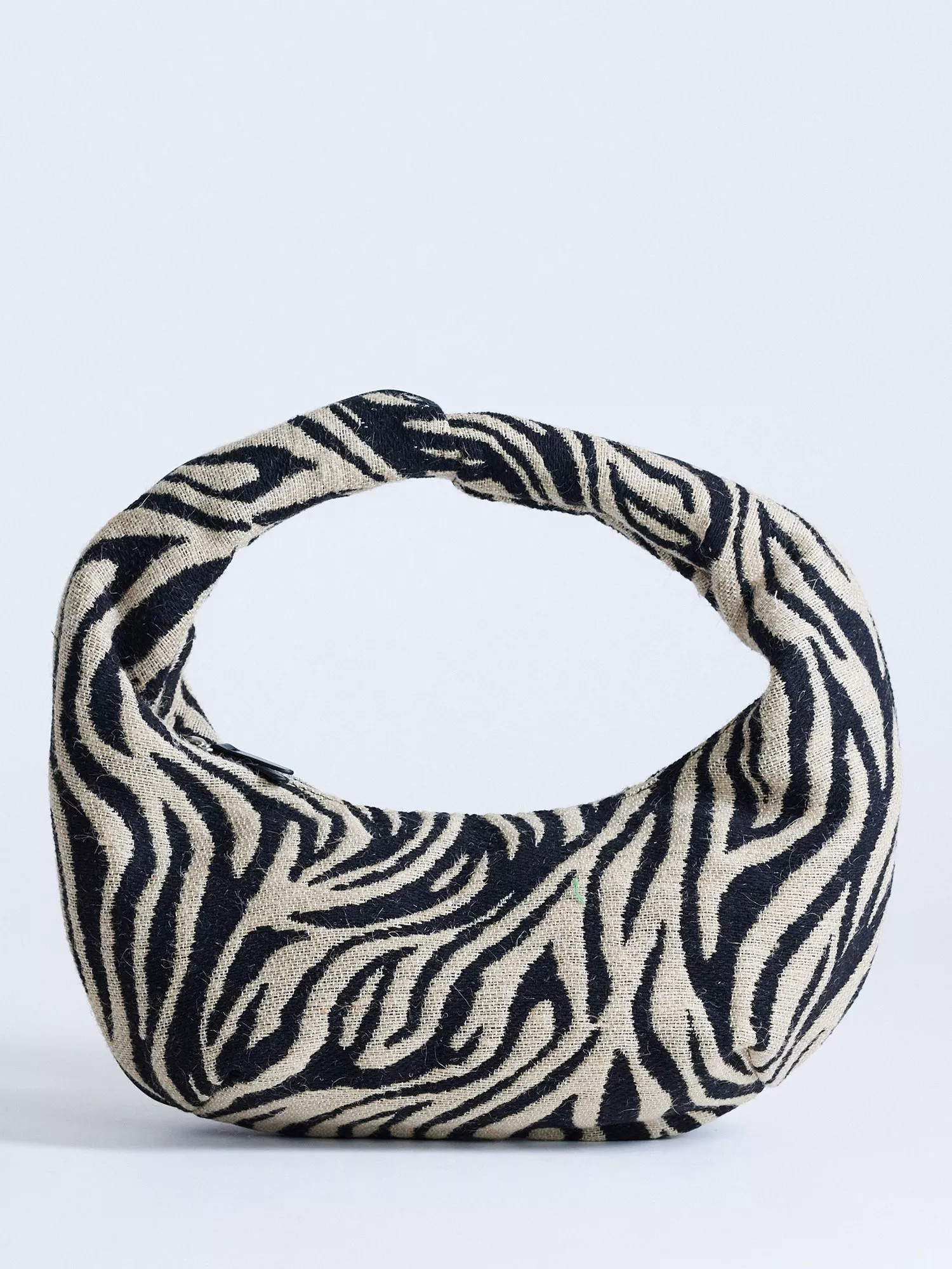 Topshop Giane Zebra Textured Hobo Bag, Black/White | John Lewis (UK)