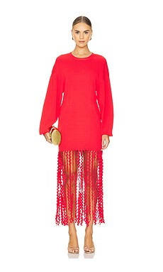 Simon Miller Wallis Knit Fringe Dress in Cherry Red from Revolve.com | Revolve Clothing (Global)