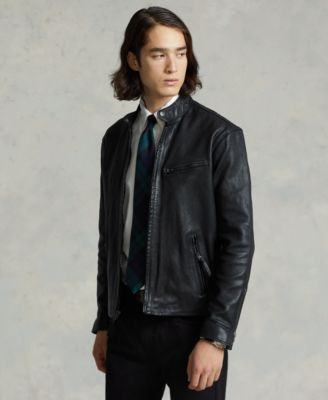 Polo Ralph Lauren Men's Café Racer Leather Jacket - Macy's | Macy's
