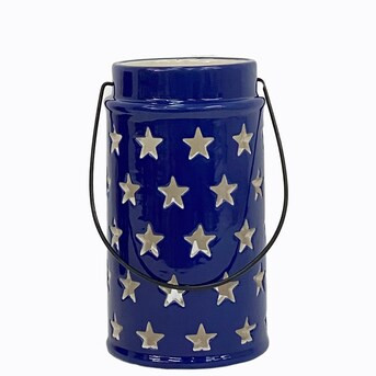 Holiday Living Ceramic Indoor/Outdoor Tabletop Decoration Lantern Patriotic 4th of July Decor | Lowe's