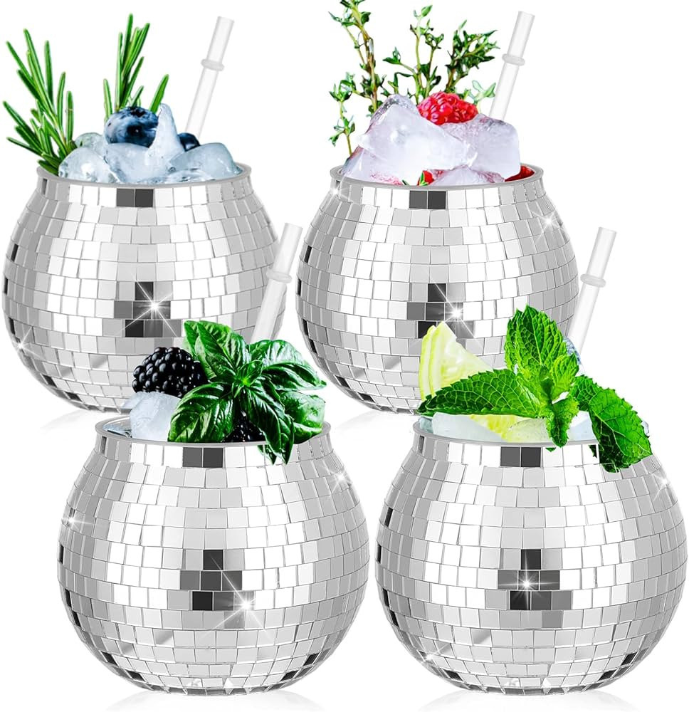 FoldTier 30 oz Disco Ball Plastic Cups Large Plastic Fish Bowls with Straw Disco Cups Fishbowl Gl... | Amazon (US)