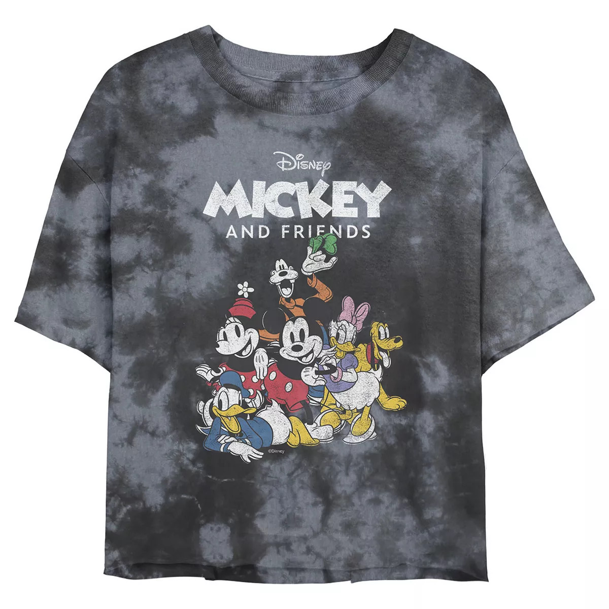 Juniors' Disney Mickey Mouse & Friends Vintage Group Portrait Wash Crop Tee | Kohl's