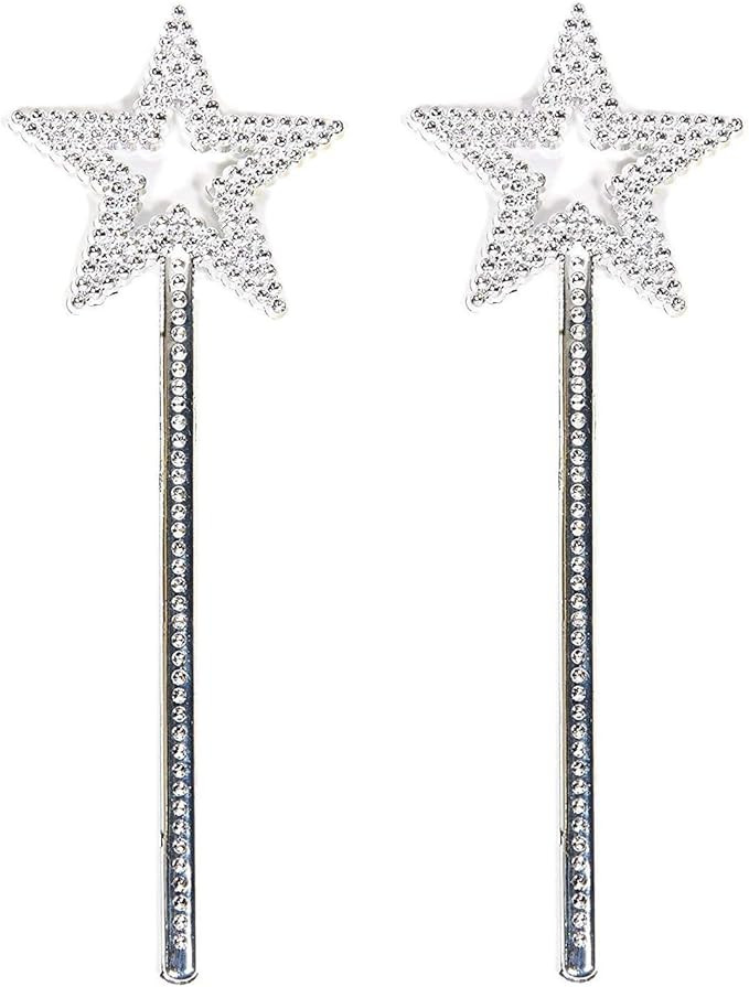Star Wand, 2 Pieces 13 Inches Silver Fairy Princess Angel Wand Sticks for Girls Costume Birthday ... | Amazon (US)