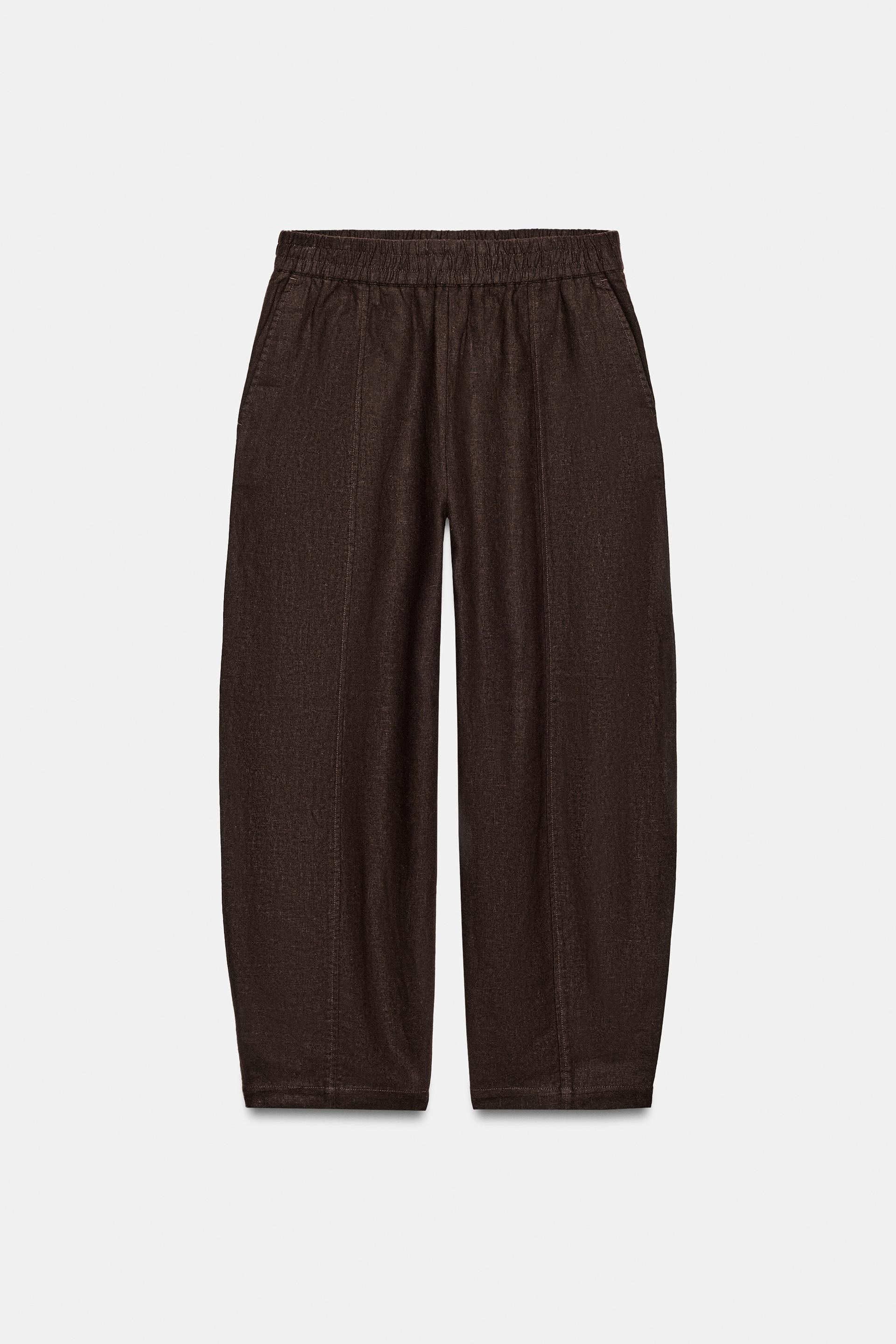 BARREL LINEN BLEND TROUSERS | Zara US