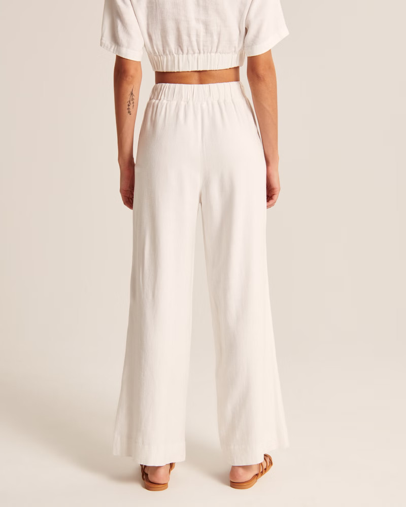 Linen-Blend Pull-On Wide Leg Pants | Abercrombie & Fitch (US)