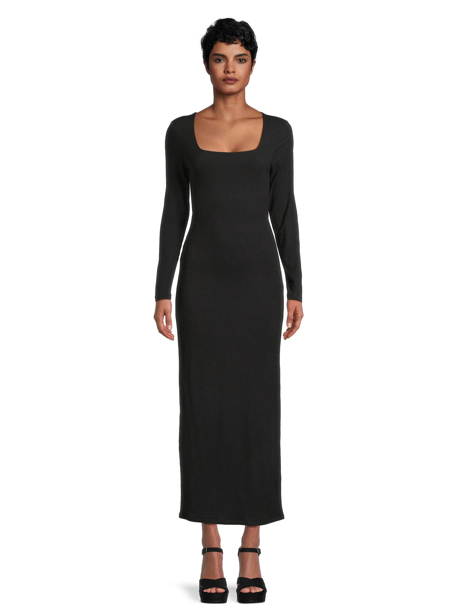 Liv & Lottie Juniors Scoop Neck Bodycon Maxi Dress with Long Sleeves, Sizes S-XL | Walmart (US)