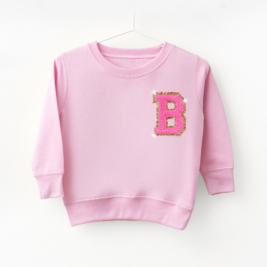 Chenille Patch Toddler Sweatshirt, Varsity Letter Initial Shirt for Kids, Personalized Valentines... | Etsy (US)