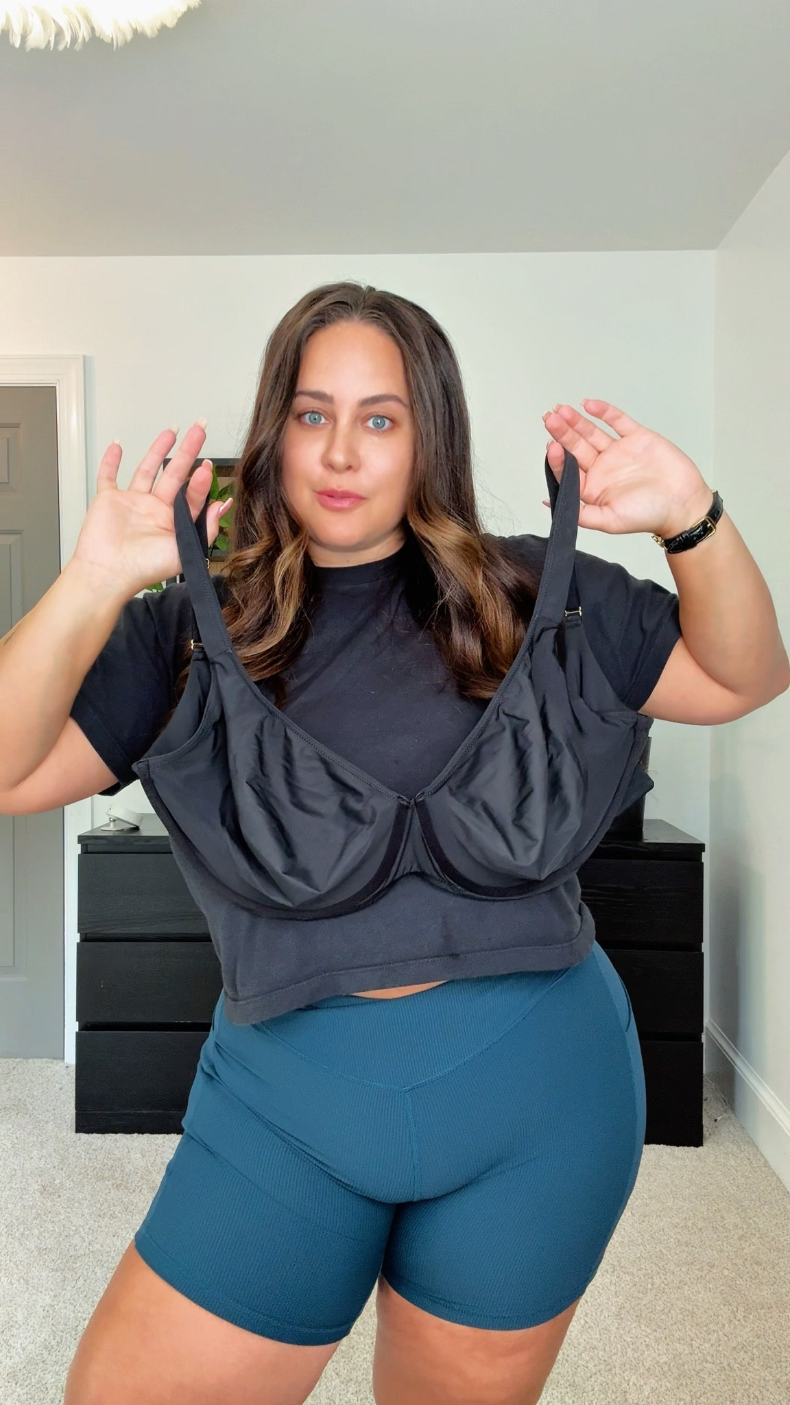 Everyday underwire t-shirt / minimizer bra under $30 on amazon! 

I am a true size 38J wearing a size 40H 

Biker shorts shown in size XL 

#LTKMidsize #LTKPlusSize #LTKStyleTip