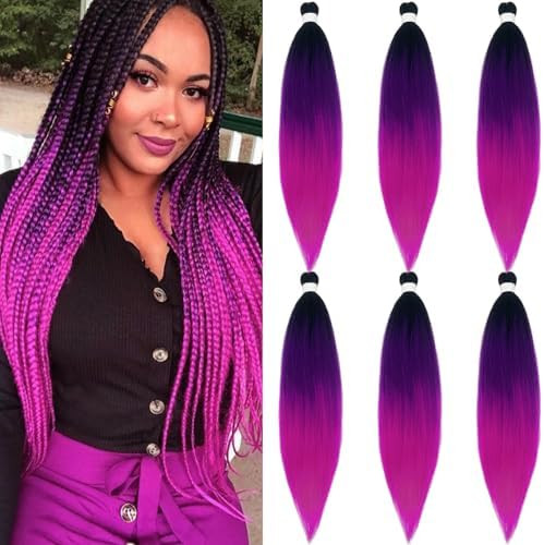 Colored Purple Pink Ombre Braiding Hair Extensions for Braids Kanekalo Prestretched Pre Stretched... | Amazon (US)